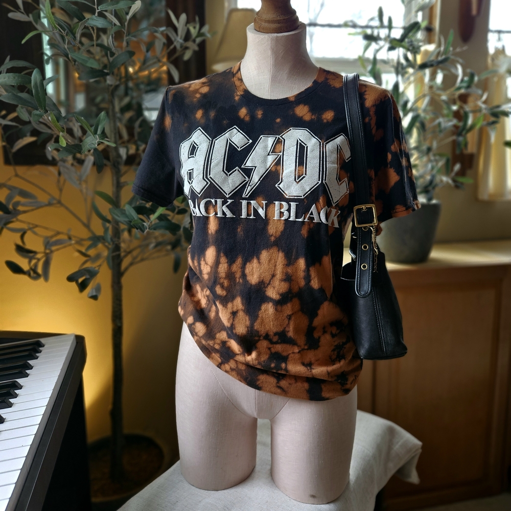 AC/DC Black and Orange Tie-Dye Short Sleeve Tee
